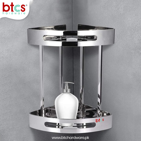 2-Layer Stainless Steel Bathroom Corner shelf (Silver)