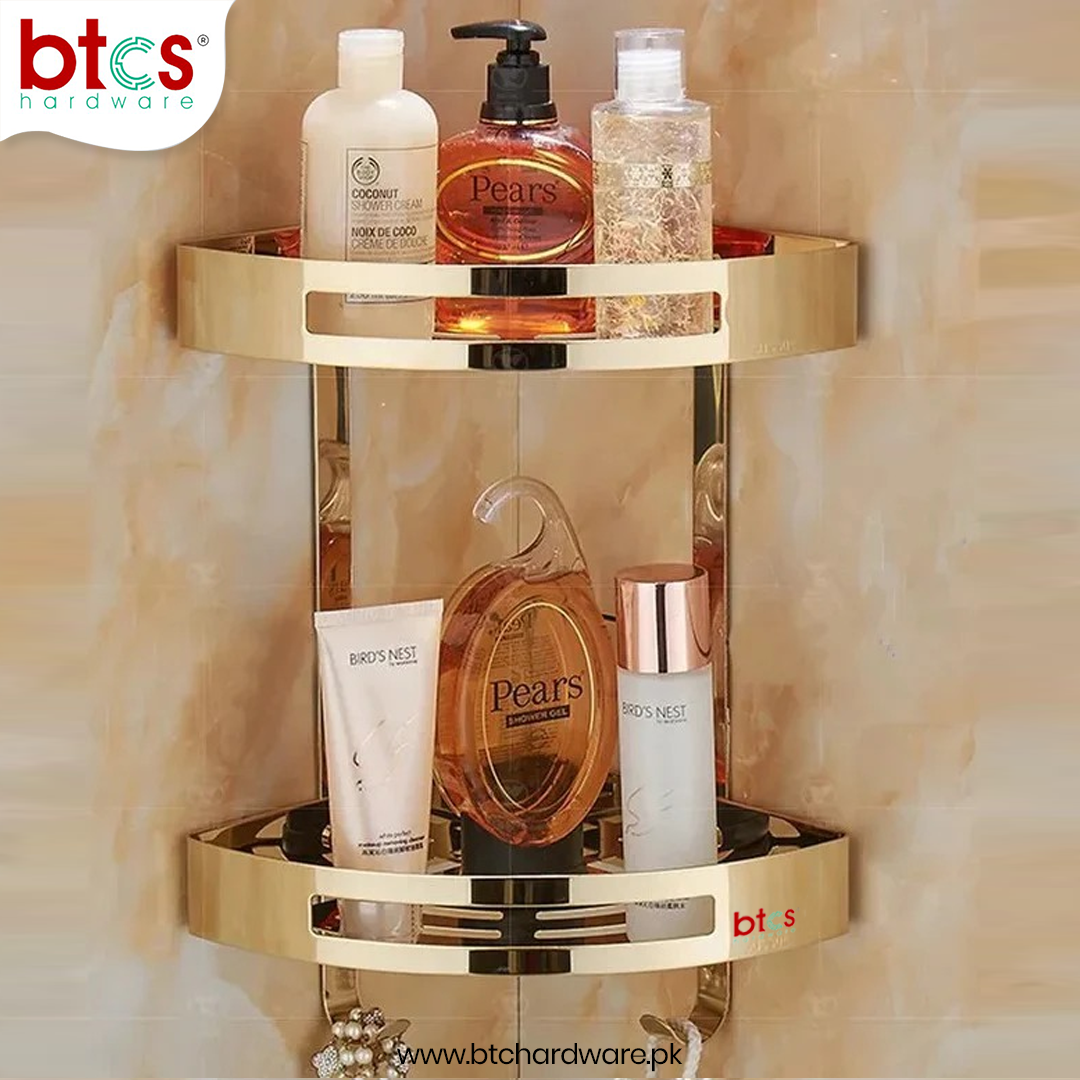 2 Layer Stainless Steel Bathroom Corner Shelf