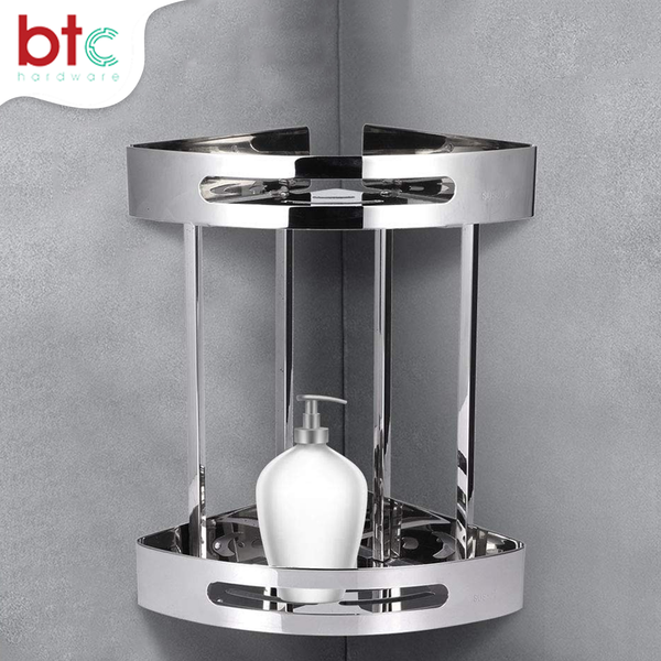 2-Layer Stainless Steel Bathroom Corner shelf (Silver)