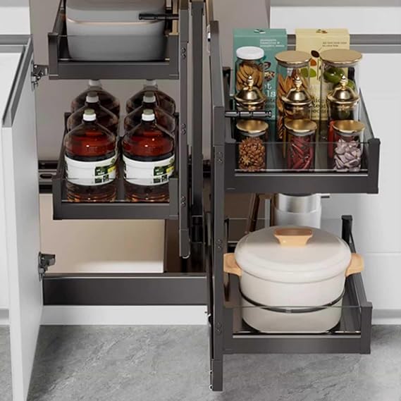 Stainless Steel + Glass Magic Corner  (800mm)