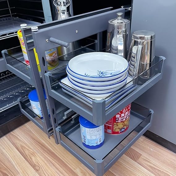 Stainless Steel + Glass Magic Corner  (800mm)
