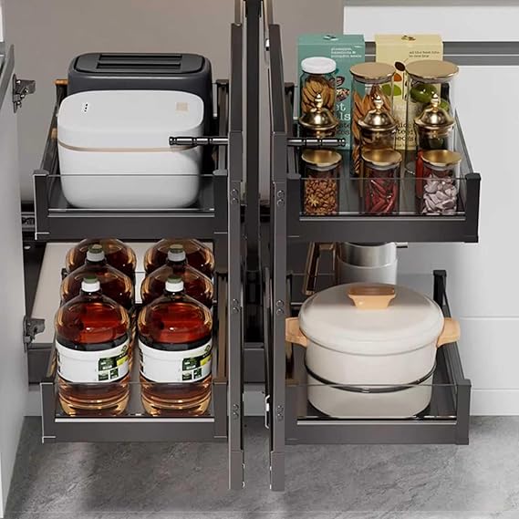 Stainless Steel + Glass Magic Corner  (800mm)