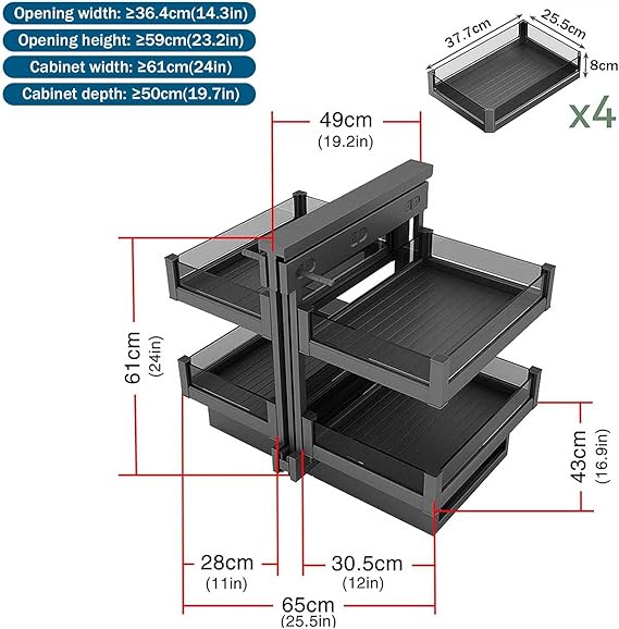 Stainless Steel + Glass Magic Corner  (800mm)