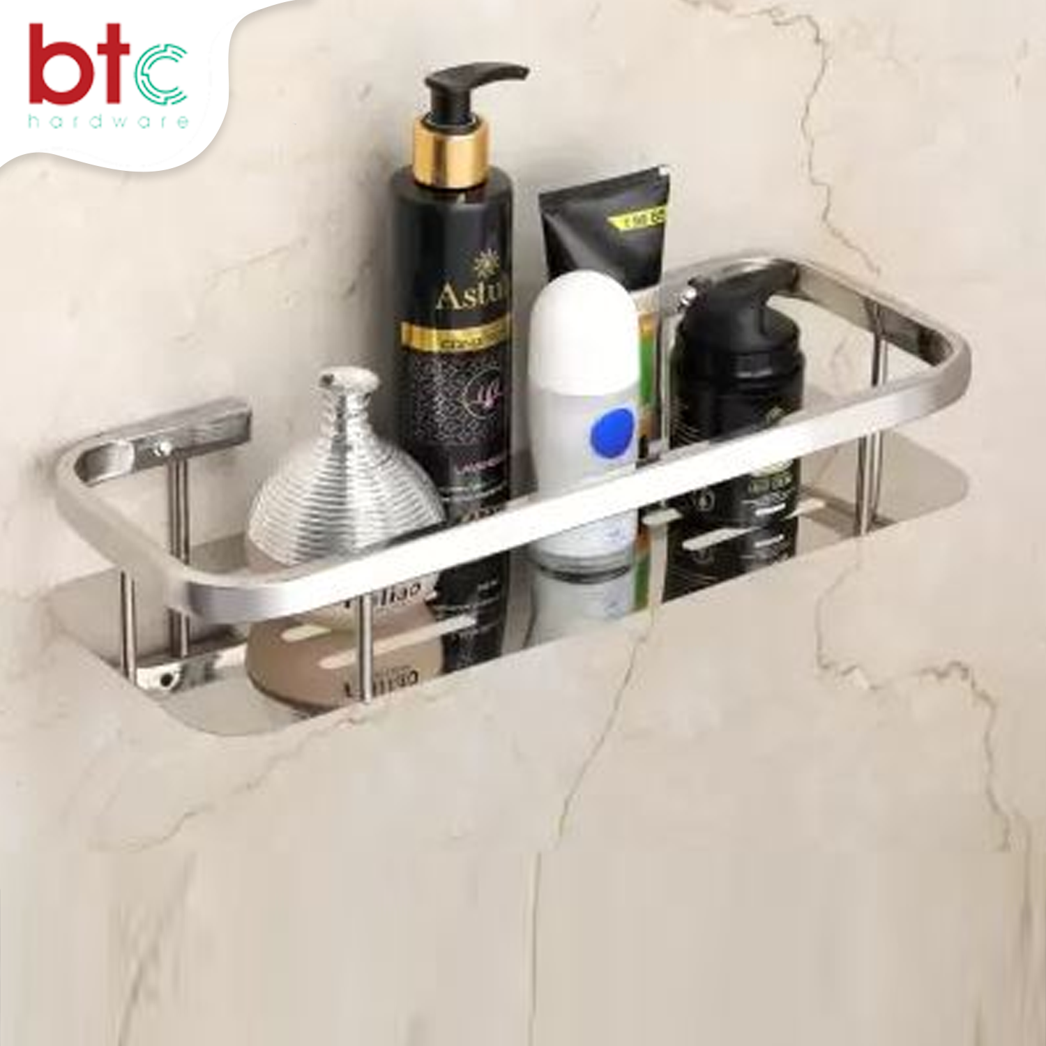 Single 304 Stainless Steel Bathroom Shelf (sliver)