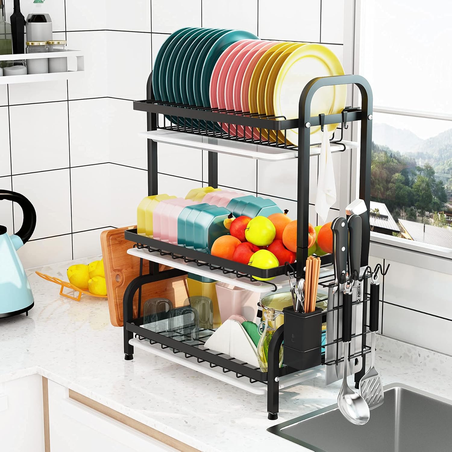 Black Stainless Steel Dish Rack