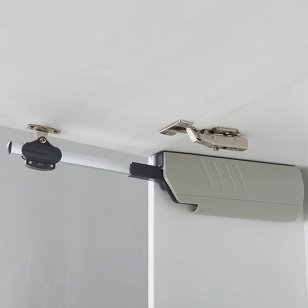 Cabinet hinge and trim on a white background