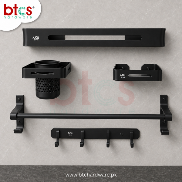 Aluminum 5pcs Bathroom set Black