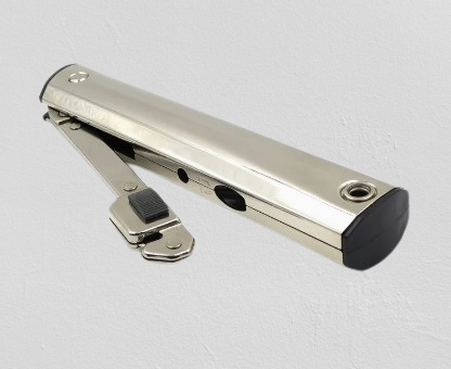 Metallic clip on a light gray background
