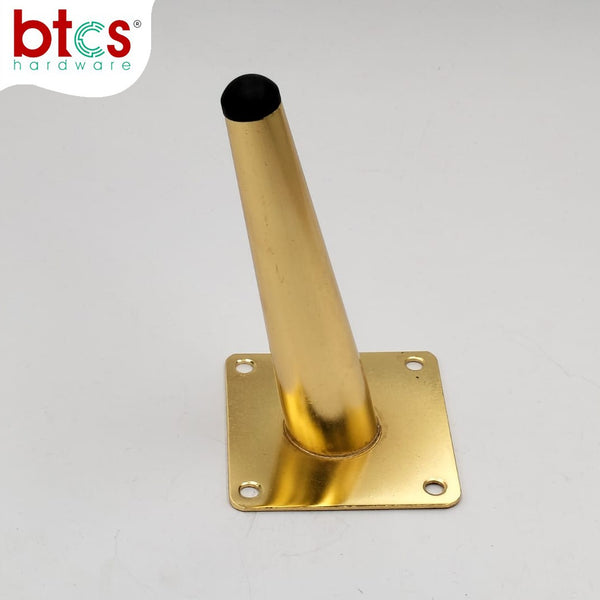 Gold metal bracket with black cap on a white background