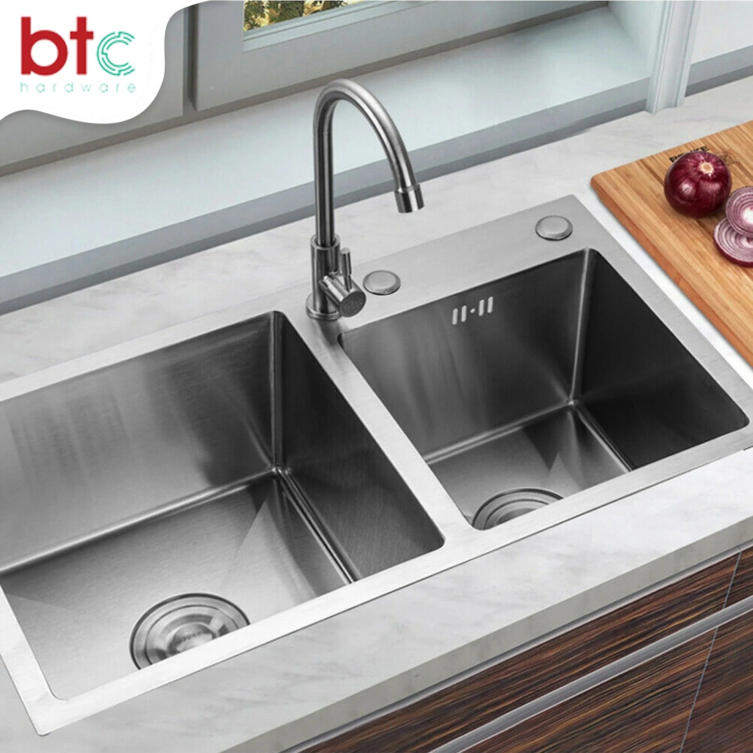 AQT Double Bowl Stainless Steel Kitchen Sink