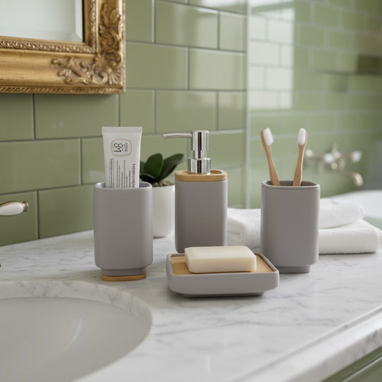 Premium Hard Plastic Bathroom Counter Top Set