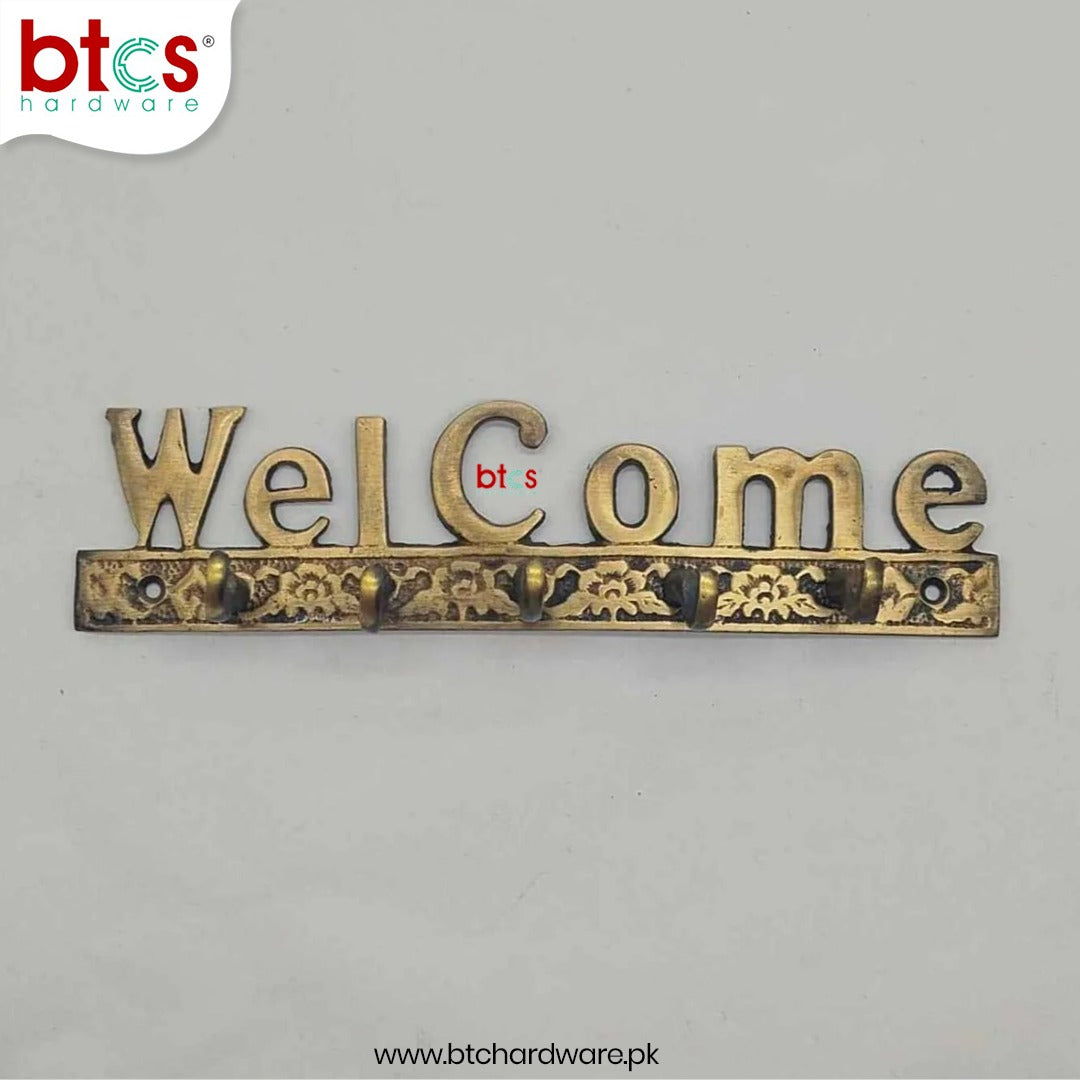 Antiqued Brass Welcome Key Holder