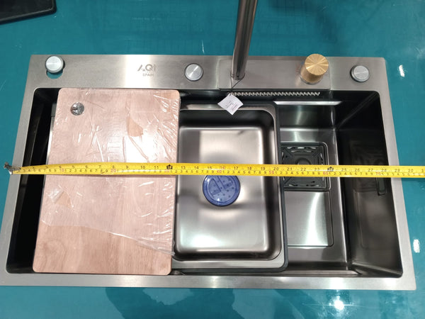 AQT Nano Stainless Steel Single Bowl Waterfall Kitchen Sink