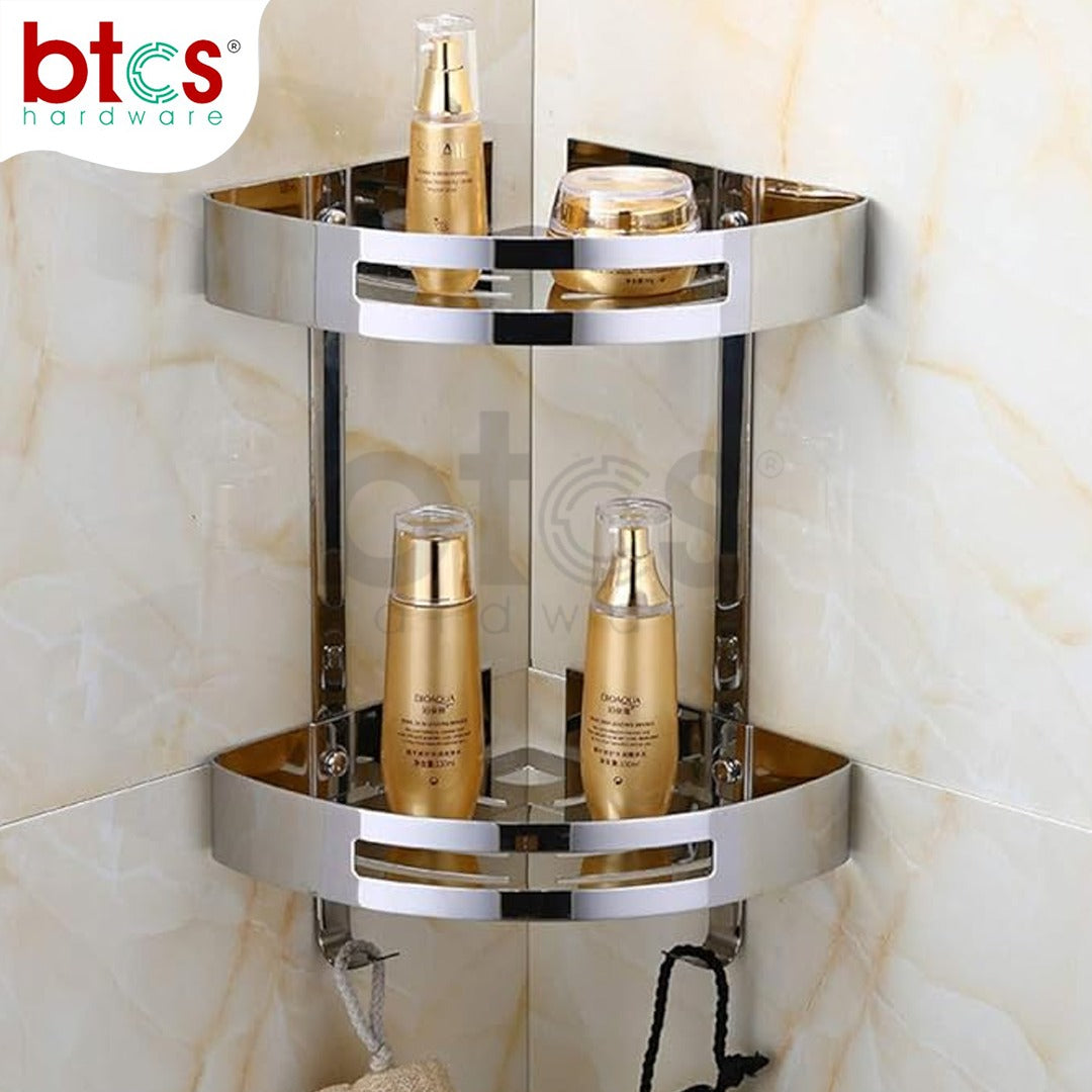2 Layer Stainless Steel Bathroom Corner Shelf