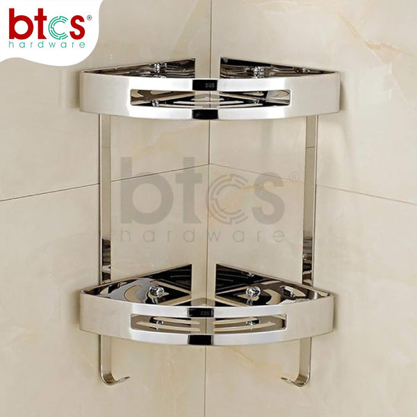 2 Layer Stainless Steel Bathroom Corner Shelf