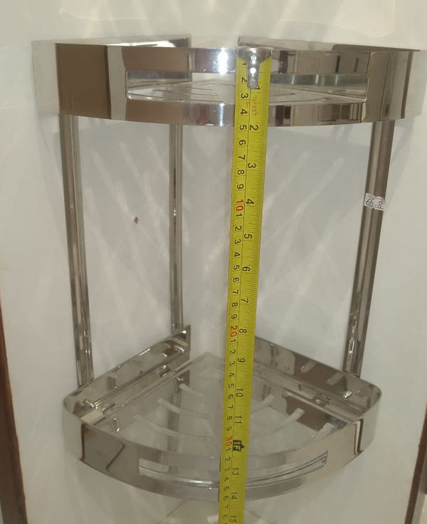 2-Layer Stainless Steel Bathroom Corner shelf (Silver)