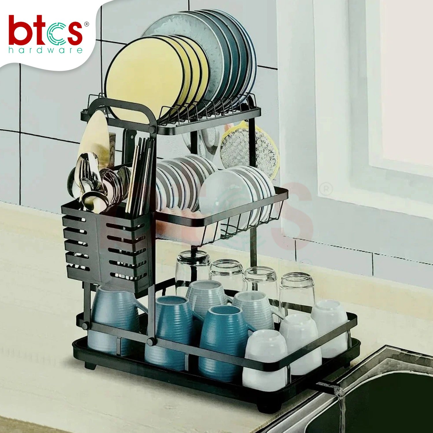Adjustable Dish Drying Rack 3-Tier - BTCs Hardware