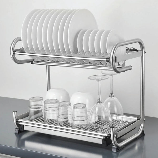 2 tier stainless steel open dish rack WDJ460