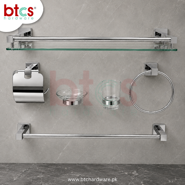 6pc Stainless Steel Silver Bathroom Set