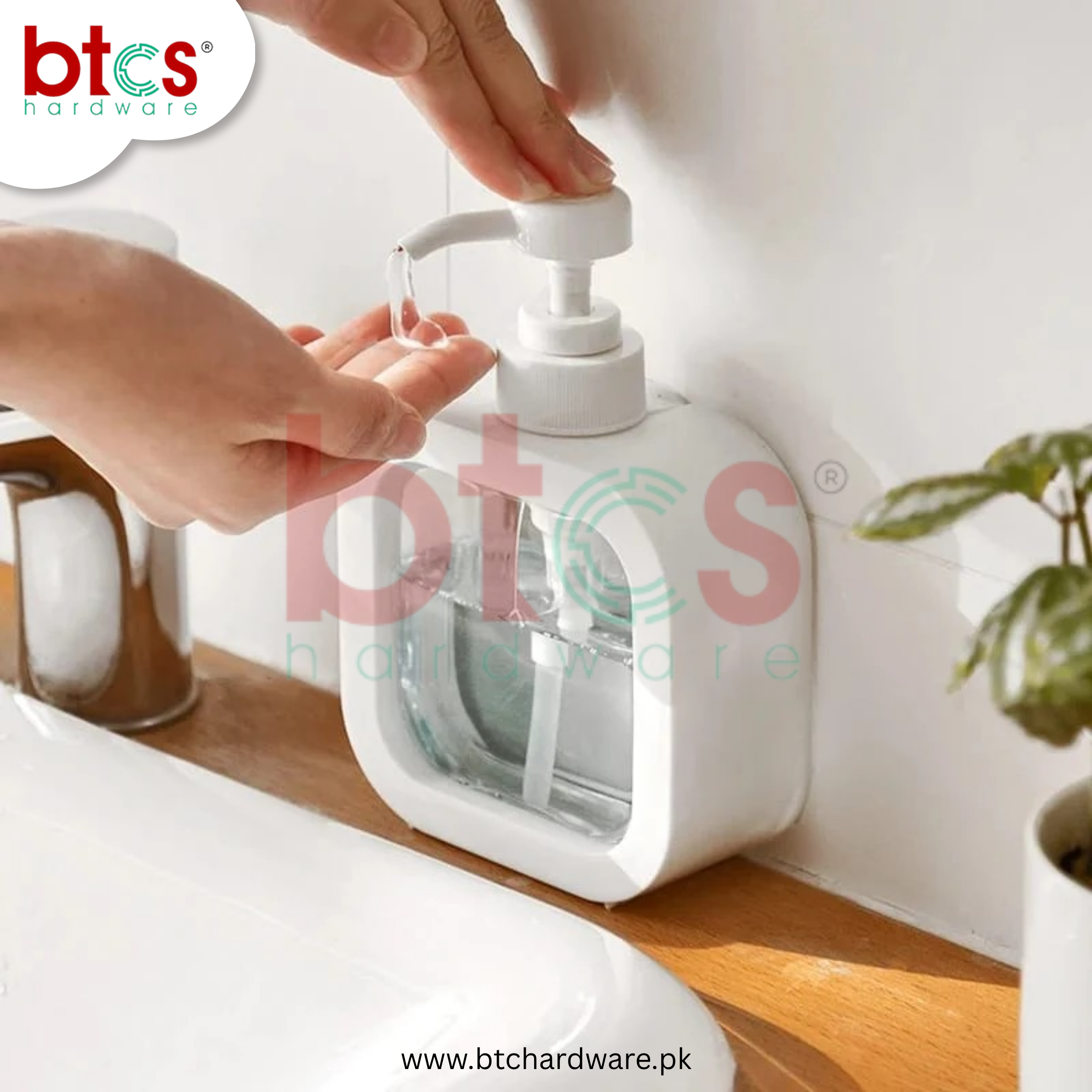 BTCS Square Liquid Soap Dispenser with Clear Window