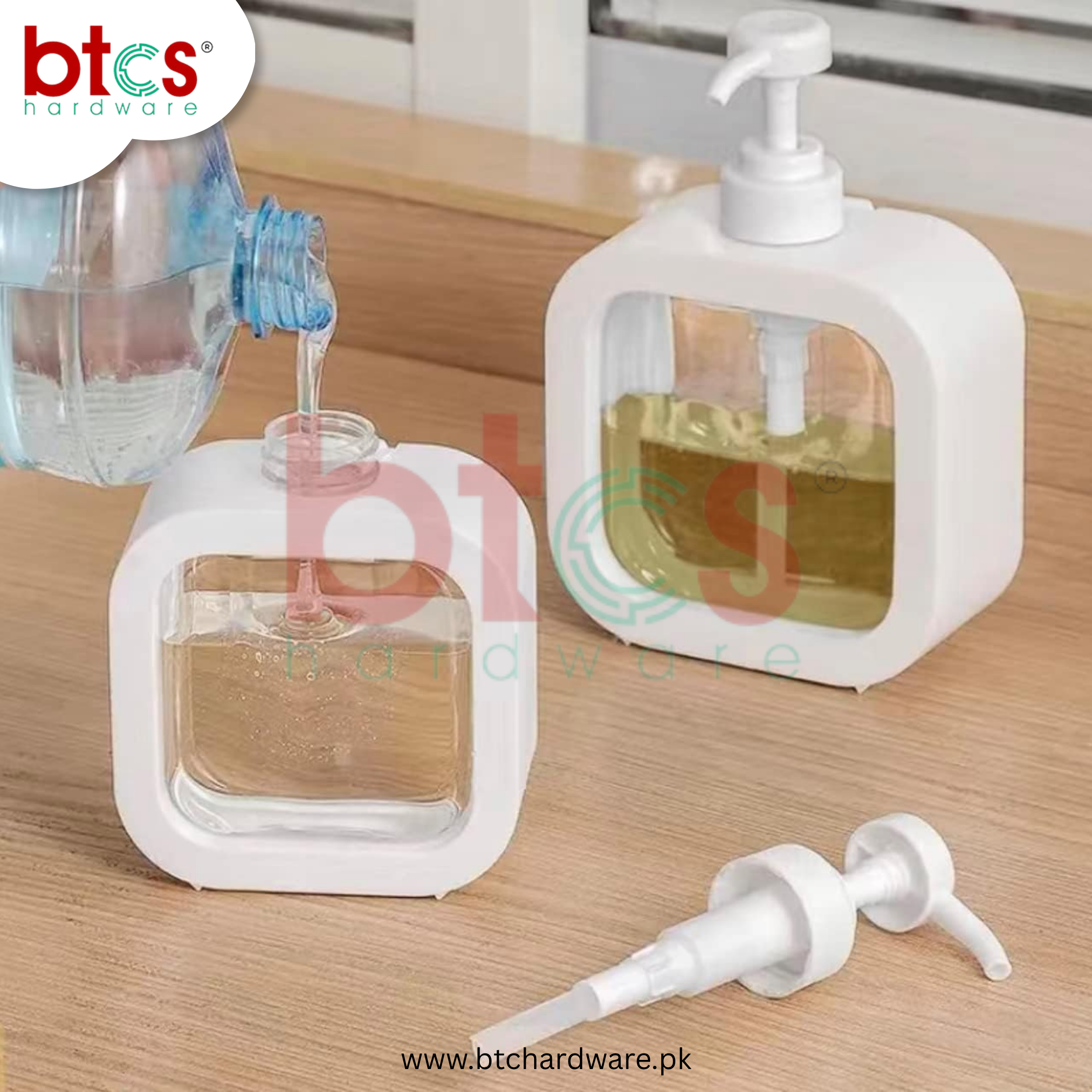 BTCS Square Liquid Soap Dispenser with Clear Window